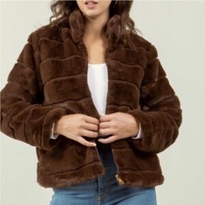 Beautiful dark Brown Faux Fur Coat-NEW W/O tags